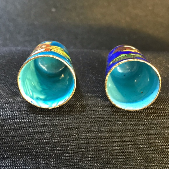 Enameled Cloisonné Thimbles set of 2. Sewing, crafting, collectibles - Picture 3 of 5